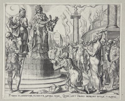 Judith viser hodet til Holofernes for folket i Bethulia av Philips Galle