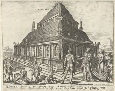 Mausoleet til Halikarnassus Mavsolaevm (tittel på objekt) The Eight Wonders of the World (serietittel) av Philips Galle