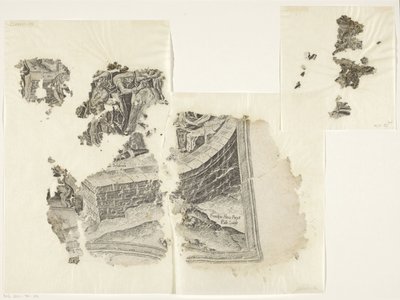Nederste høyre hjørne av et trykk av scenen av Cebes Tabula Cebetis Carta Vitae (original tittel) av Philips Galle
