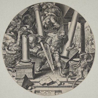 Samson ødelegger filistrenes tempel av Philips Galle