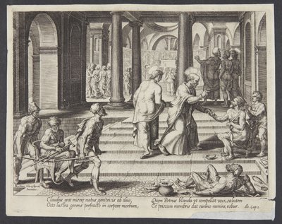 St. Peter helbreder lamme ved den vakre porten av Philips Galle