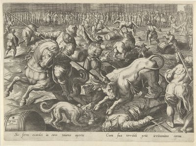 Stierengevecht Jachttaferelen (serietittel) Der alle slags jakt, fuglefangst og fiske (serietittel) av Philips Galle