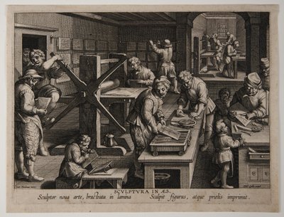 Oppfinnelsen av kobbergravering, ca. 1591 (gravering) av Philips Galle