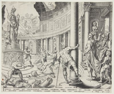 Ødeleggelsen av templet til Ashtoreth, Chemosh og Milcom av Philips Galle
