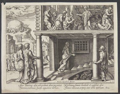 Apostlenes retur fra Oljeberget og valget av Mattias som apostel av Philips Galle
