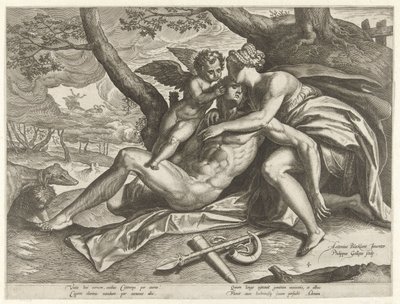 Venus sørger over Adonis død The Story of Adonis (serietittel) av Philips Galle