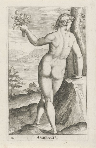 Vannymfe Ambracia Ambracia (tittel på objekt) Stroom en waternimfen (serietittel) Oceanitid-nymfer, epihidrid potamidus naiads (serietittel) av Philips Galle