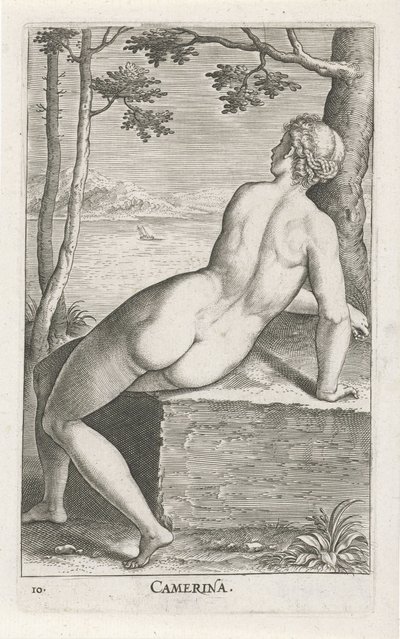 Waternimf soverom Soverom (tittel på objekt) Stroom en waternimfen (serietittel) Oceanitid-nymfer, epihidrid potamidus naiads (serietittel) av Philips Galle
