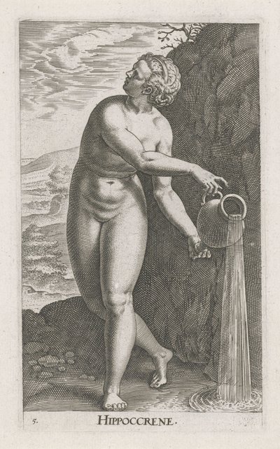 Vannymfe Hippocrene Hippocrene (tittel på objekt) Strom- og vannnymfe (serietittel) Nympharum oceanitidum, ephydridum potamidum naiadum (serietittel) av Philips Galle