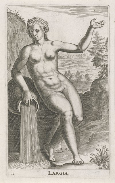 Vannymfe Largia Largia (tittel på objekt) Stroom en waternimfen (serietittel) Oceanitid-nymfer, epihidrid potamidus naiads (serietittel) av Philips Galle