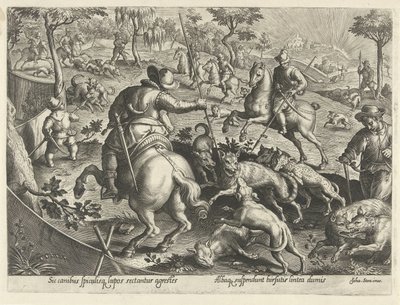 Wolvenjacht møtte håp Jachttaferelen (serietittel) Der alle slags jakt, fuglefangst og fiske (serietittel) av Philips Galle