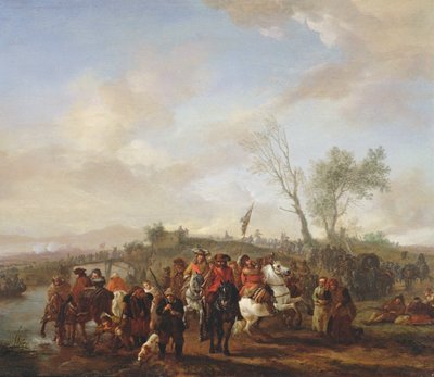 En hær på marsj (panel) av Philips Wouwerman
