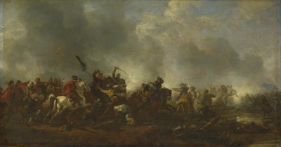 Kavaleri angriper infanteri, 1656-1668 av Philips Wouwerman