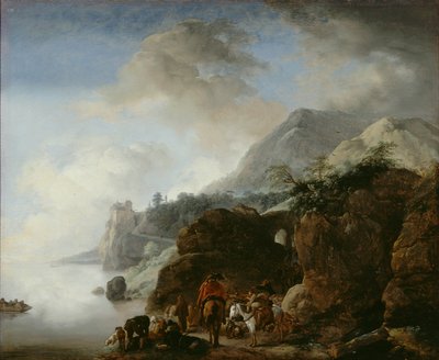 Reisende som venter på en ferge av Philips Wouwerman