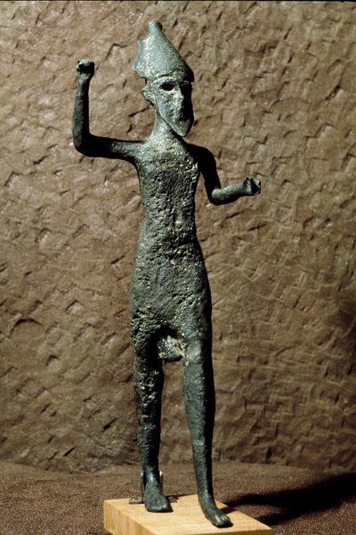 Phoenicia: figur av en gud i bronse. Finn i sjøen nær Selinunte (Selinonte), Sicilia. 14.-13. århundre f.Kr. Palermo, Nasjonalt arkeologisk museum av Phoenician