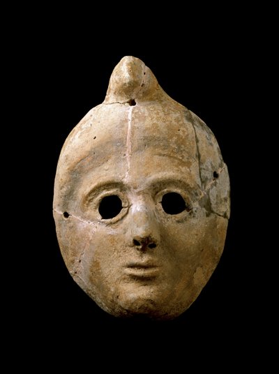 Fønikisk kunst: terrakotta kvinnes maske. Fra Puerto de la Tierra. 4. - 3. århundre f.Kr. Cadiz Museo de Cadiz Spania av Phoenician