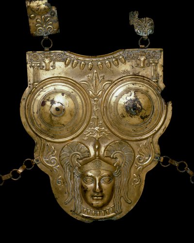 Fønikisk sivilisasjon: slagskip av gullbronse av Ksour-es-Saf (Ksour es Saf, Ksour Essef eller Ksour Essaf). 3.-2. århundre f.Kr. Tunis Bardo-museet av Phoenician