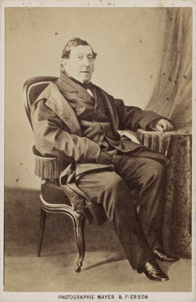 Portrett av komponisten Gioachino Antonio Rossini 1792-1868, ca 1860. av Photo studio Mayer and Pierson.