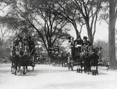 Coaching, Central Park (s/hvitt bilde) av Photographer American
