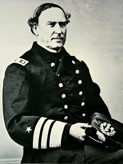 Portrett av David Glasgow Farragut (1801-1870); fanget New Orleans i 1862 og Mobile Bay av Photographer American