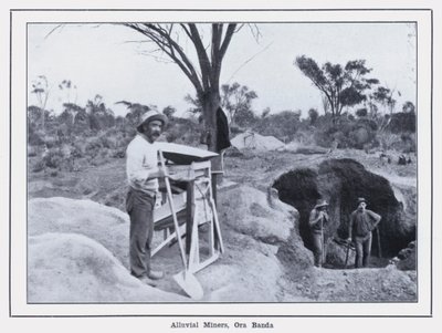Alluvial Miners, Ora Banda (s/hvitt-bilde) av Photographer Australian