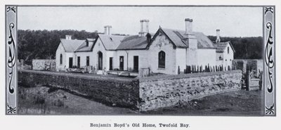 Benjamin Boyds gamle hjem, Twofold Bay (s/hvitt-bilde) av Photographer Australian