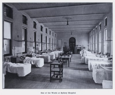 En av avdelingene ved Sydney Hospital (s/hvitt bilde) av Photographer Australian