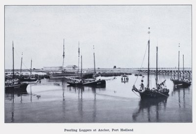 Pearling Luggers at Anchor, Port Hedland (s/hv-bilde) av Photographer Australian