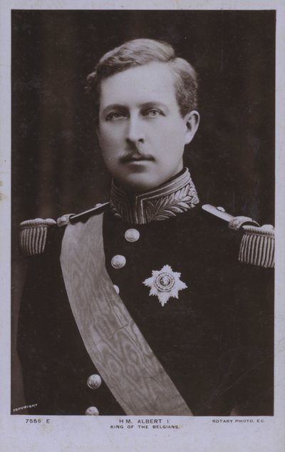 Albert I, konge av Belgia (s/hvitt bilde) av Photographer Belgian
