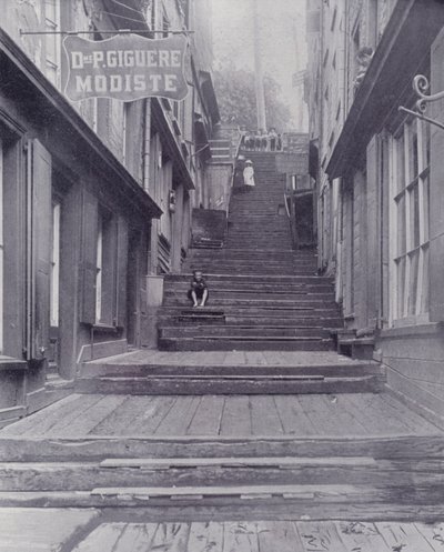 Canada: Break-Neck Steps, Quebec (s/hvitt bilde) av Photographer Canadian
