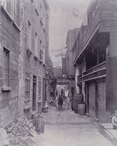 Canada: Little Champlain Street, Quebec (s/hvitt-bilde) av Photographer Canadian