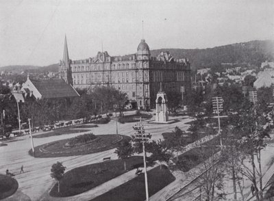 Dominion Square og Windsor Hotel, Montreal (s/hvitt bilde) av Photographer Canadian