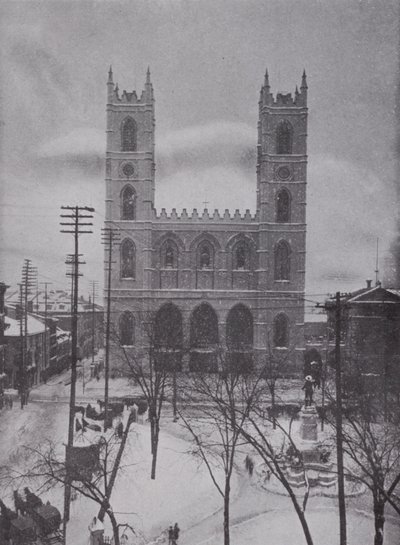 Notre Dame i vinter, Montreal (s/hvitt bilde) av Photographer Canadian