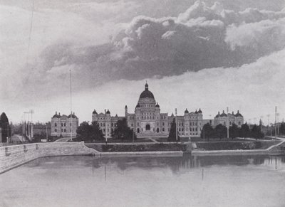 Parliament Buildings, Victoria, British Columbia (s/hvitt-bilde) av Photographer Canadian