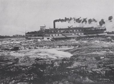 Skyting av Lachine Rapids, River St Lawrence (s/hvitt bilde) av Photographer Canadian
