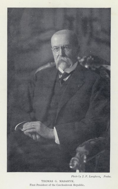 Tsjekkoslovakia: Thomas G Masaryk, Den tsjekkoslovakiske republikkens første president (s/hvitt-bilde) av Photographer Czech