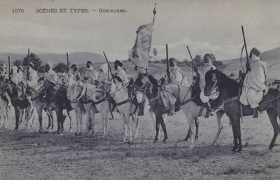 Marokkanske Goumiers , muslimske soldater som tjenestegjorde under den franske hæren i Afrika (s/hv-bilde) av Photographer French
