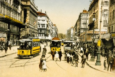 Cannebiere med sporveier, Marseille, Frankrike, ca. 1900 (bilde) av Photographer French