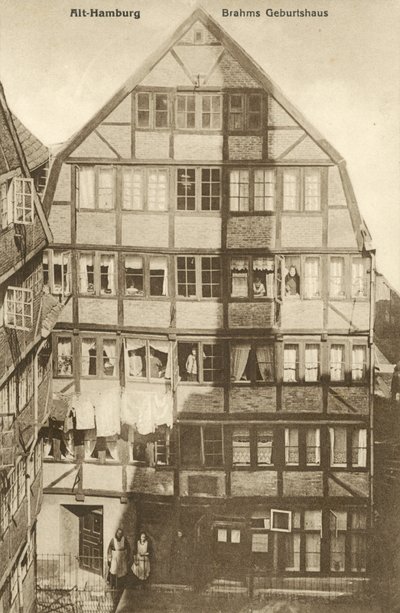 Fødested til Johannes Brahms, Hamburg, Tyskland (s/hvitt-bilde) av Photographer German