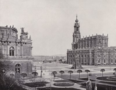 Utsikt fra Zwingerwall til Theaterplatz (s/h foto) av Photographer German