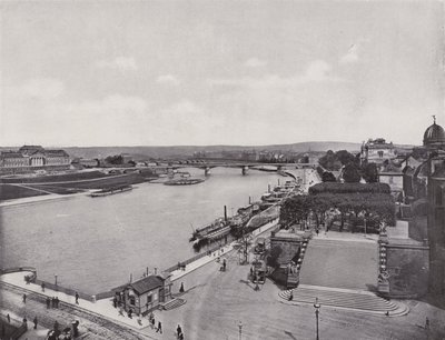 Bruhl'sche Terrasse og Elbquai (s/hvitt bilde) av Photographer German