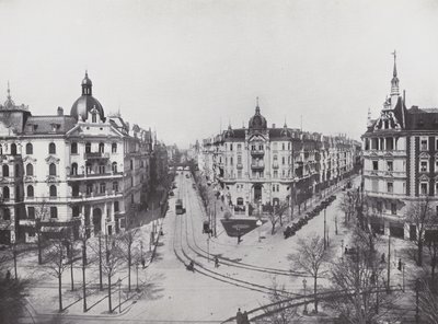 Charlottenburg, Kurfürstendamm, hjørnet av Uhlandstrasse og Grolmanstrasse (s/hv-bilde) av Photographer German