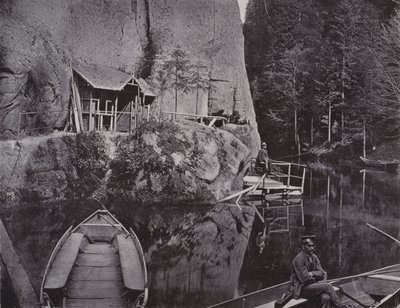 Edmundsklamm, båtstasjon foran (s/hv-bilde) av Photographer German
