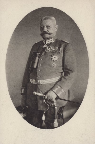 Feltmarskalk Paul von Hindenburg, sjef for den tyske hæren i første verdenskrig (s/hvitt foto) av Photographer German