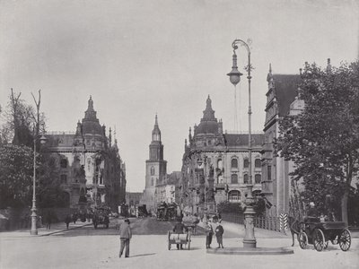 Kaiser Wilhelm Bridge og Kaiser Wilhelm Street (s/hvitt bilde) av Photographer German