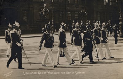 Kaiser Wilhelm II og sønnene hans (s/hv-bilde) av Photographer German
