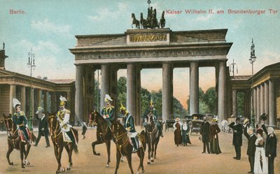Kaiser Wilhelm II av Tyskland ved Brandenburger Tor, Berlin (fargebilde) av Photographer German