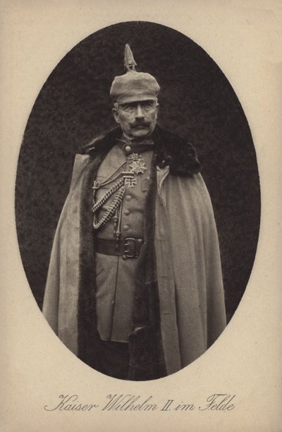 Kaiser Wilhelm II av Tyskland i militæruniform (s/hv-bilde) av Photographer German