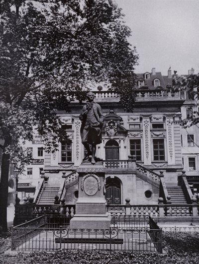 Leipzig: Goethe-monumentet på Naschmarkt (s/hvitt-bilde) av Photographer German