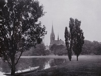 Leipzig: Johannapark med Luther-kirken (s/hvitt-bilde) av Photographer German